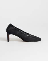 Topshop Abbigail mesh heeled court shoe in black