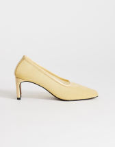 Topshop Abbigail mesh heeled court shoe in buttermilk