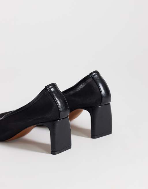 Topshop Abbigail mesh mid heeled court shoe in black, 4 of 4