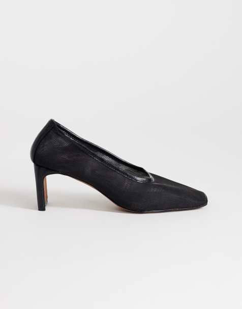 Topshop - Abbigail - Sorte pumps med mellemhøj hæl i mesh - view 1