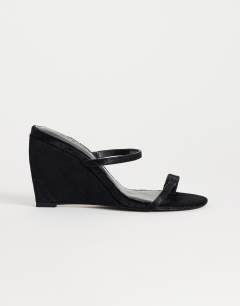 Abi strappy wedge high heel in black hair on real leather
