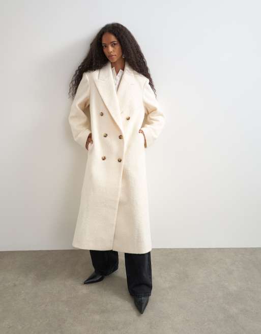 Topshop abrigo formal largo efecto lana en blanco, 3 de 4