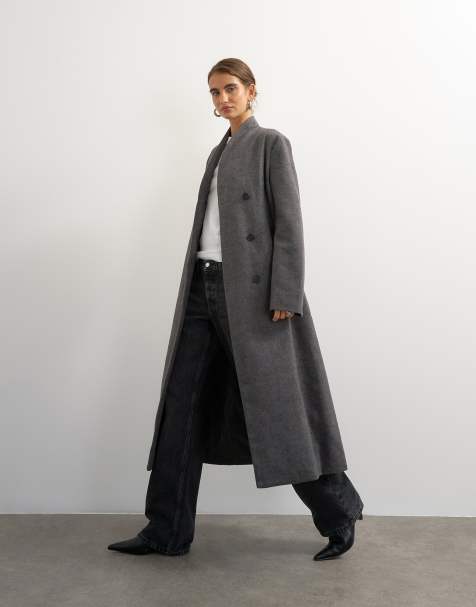 Topshop abrigo largo de vestir en gris - view 1