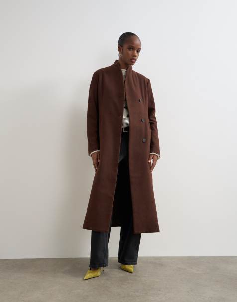 Topshop abrigo largo formal en chocolate - view 1