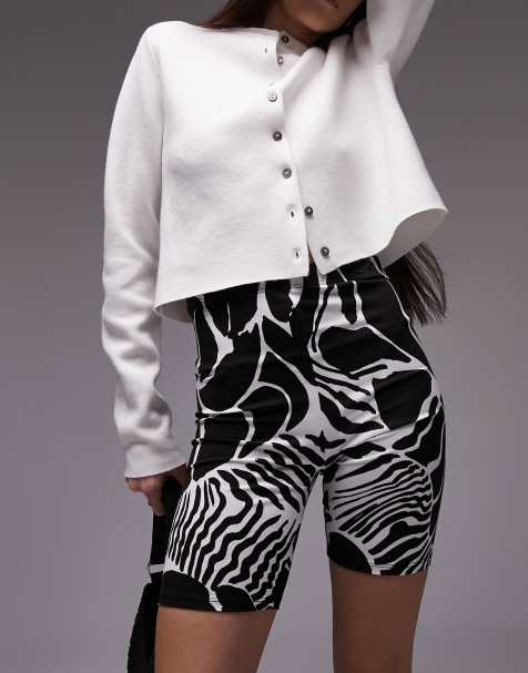 Topshop abstract animal printed legging short in monochrome - view 1