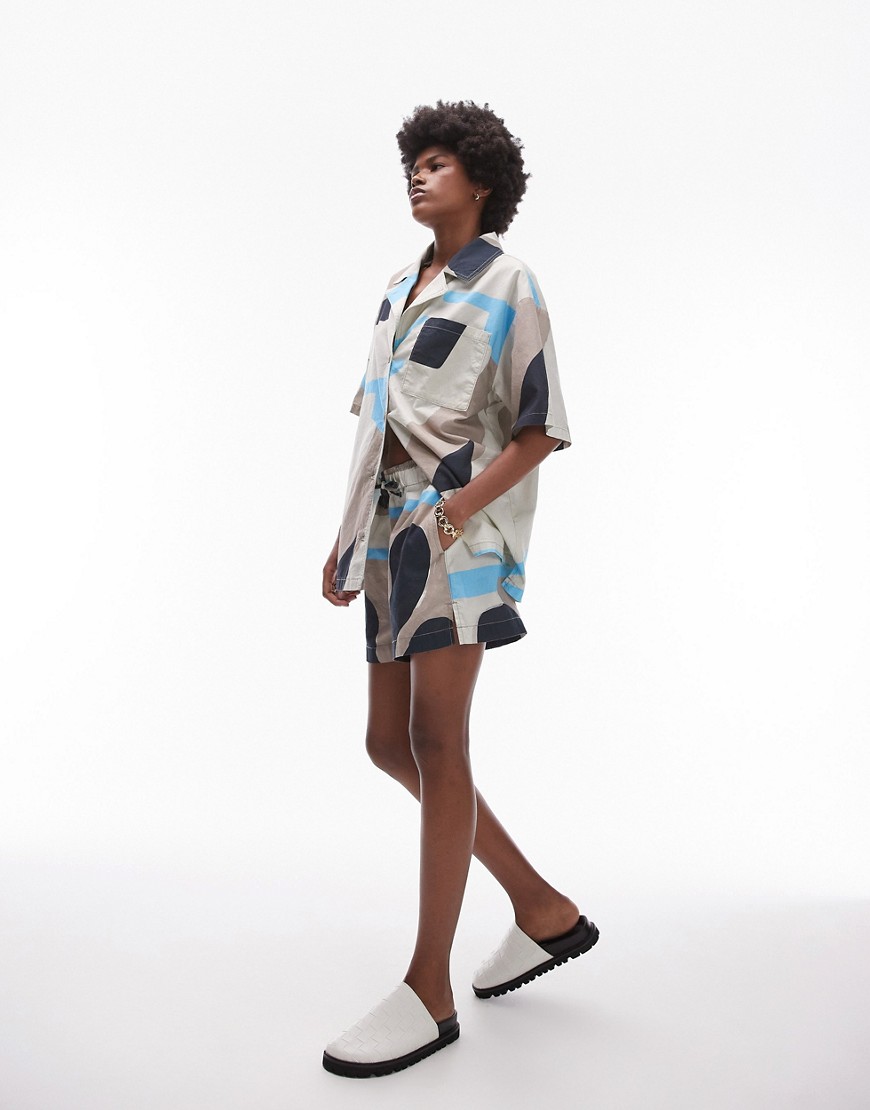 abstract printed pull on shorts in multi - part of a set