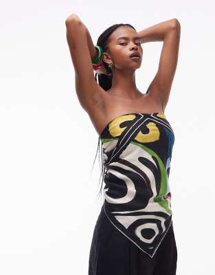 Topshop – Abstrakt mönstrad scarf i satin - view 1