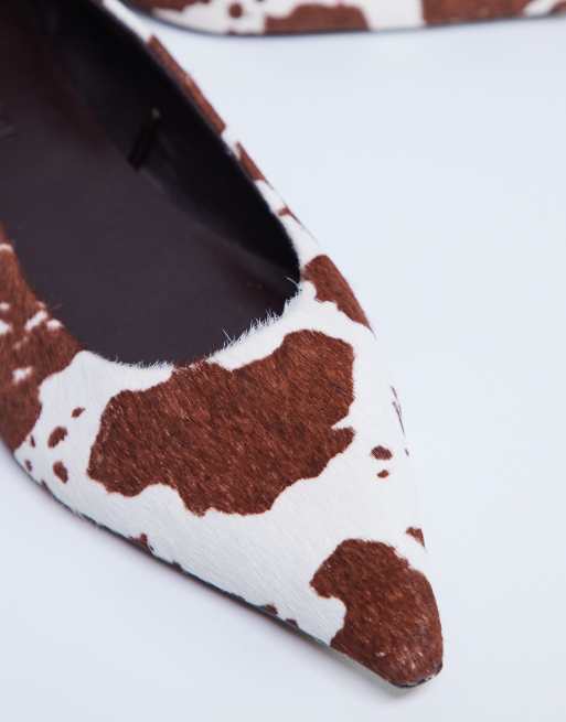 Topshop - Ace - Scarpe basse a punta in vera pelle con stampa pezzata , 2 di 4