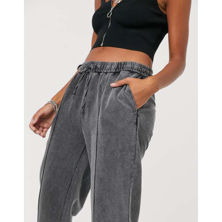 Topshop acid wash joggers co ord in charcoal ASOS