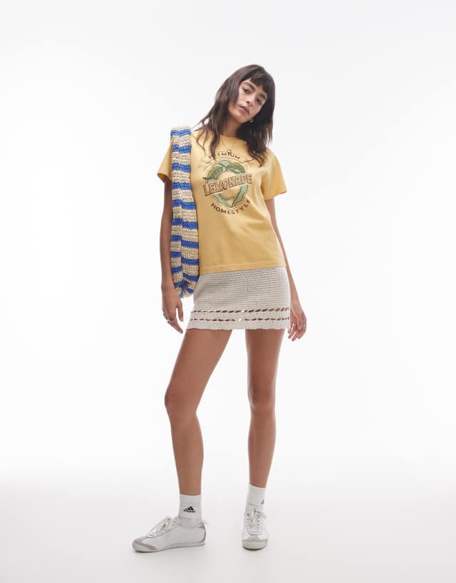 Topshop acid wash lemonade graphic tee in yellow | ASOS