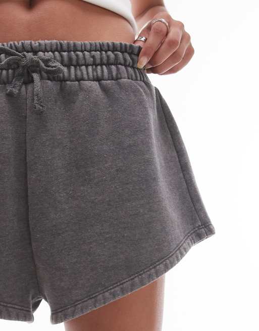 Topshop acid wash micro sweatshorts in charcoal | ASOS
