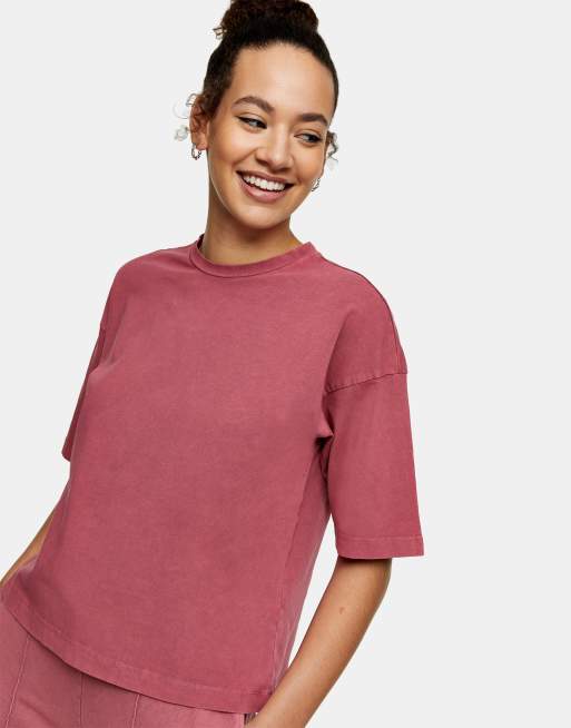 Topshop oversized acid wash t-shirt in pink - ShopStyle