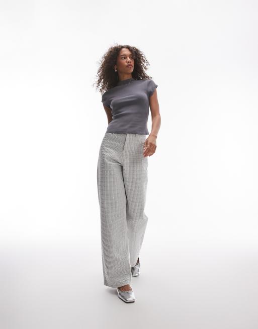 Topshop acid wash rib curve hem fitted tee in slate, 2 of 4