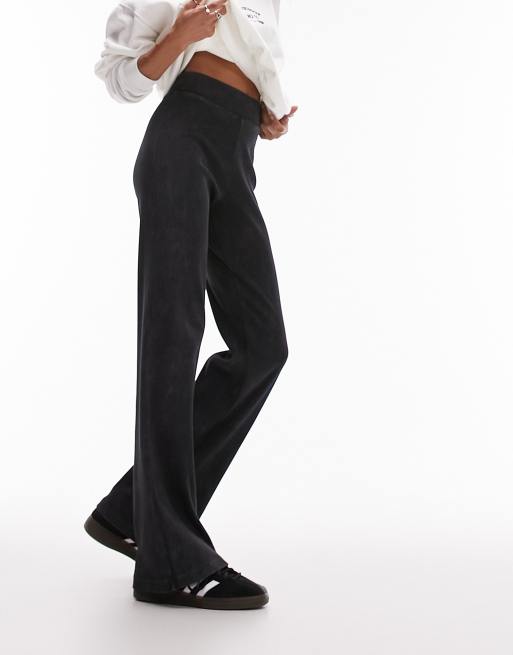 Topshop acid wash straight leg pants in black