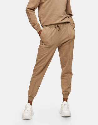 Topshop Acid Wash Sweatpants In Camel-neutral In Neutral