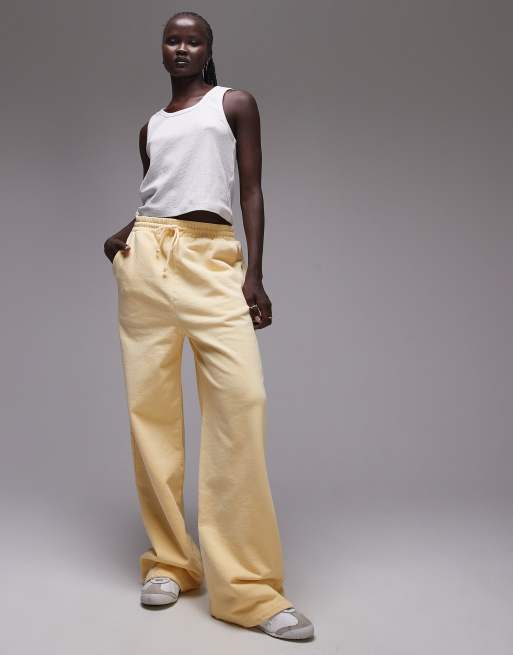 Topshop acid wash wide leg jogger in buttermilk, 2 of 5
