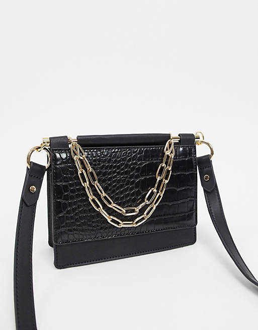 Topshop across body bag with chain detail in black | ASOS