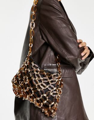 Topshop acrylic chain shoulder bag in tort