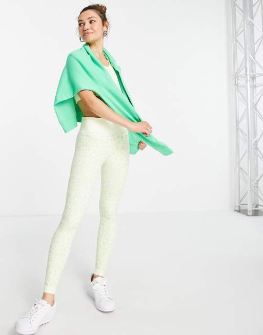 Topshop - Active - Leggings modellanti senza cuciture in coordinato, stampa  leopardata lime