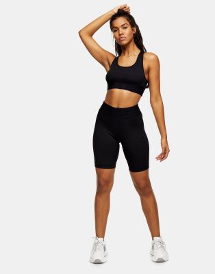 Topshop Active Ribbed Sport Leggings In Black-brown In Black