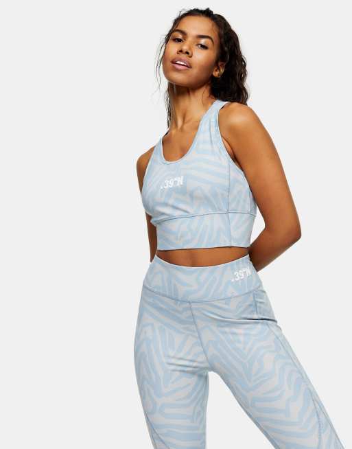 Topshop activewear sports bra in blue print