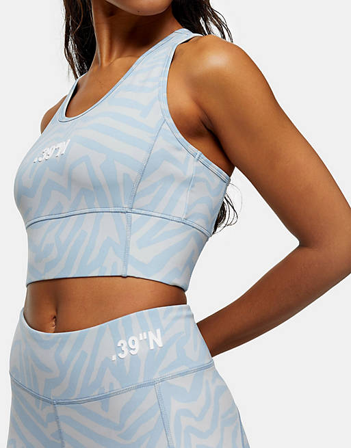 Topshop activewear sports bra in blue print