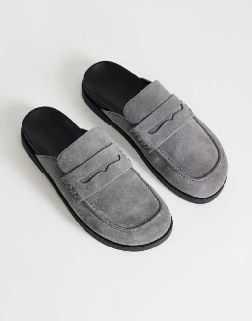 Topshop – Addie – Grå loafers i äkta mocka med öppen häl, 2 av 4