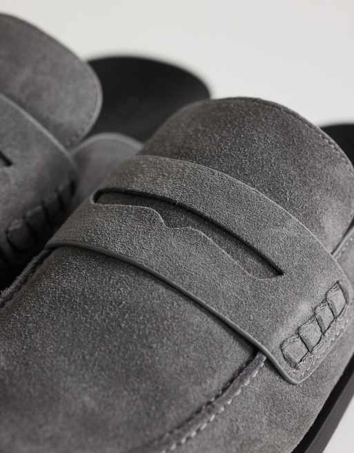 Topshop - Addie - Grå loafers i ægte ruskind, 3 af 4