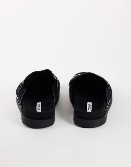 Topshop Addie mocassin mule en daim véritable à clous noir, 5 de 5