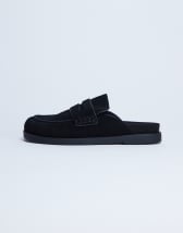 Topshop Addie real suede mule loafer in black