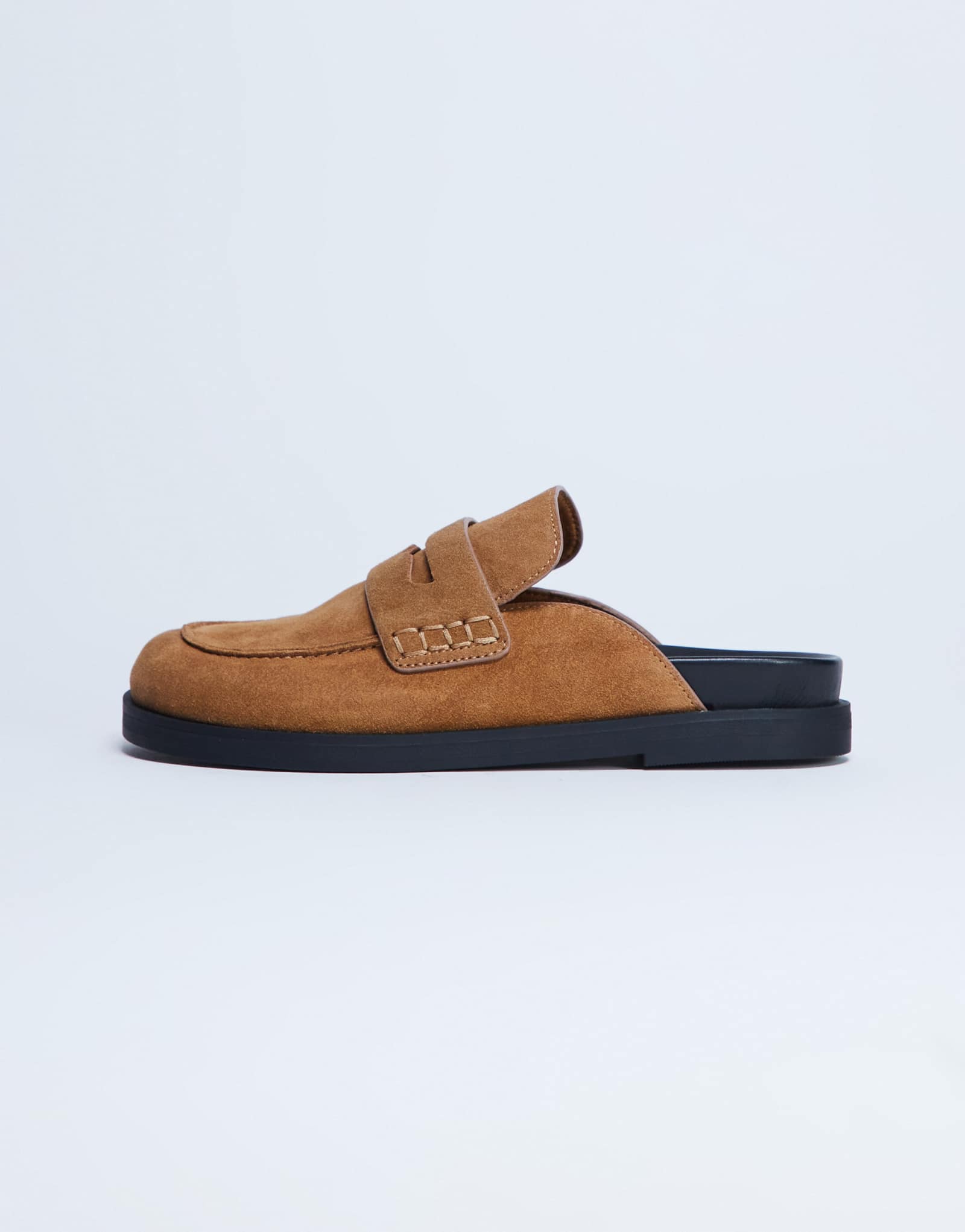 Коричневые мокасины на муле из натуральной замши Topshop Addie