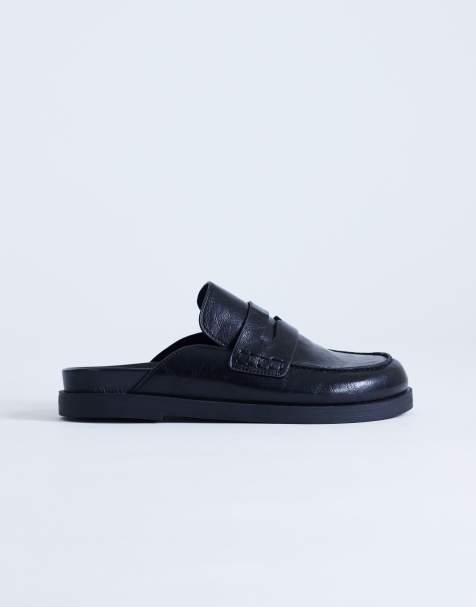 Topshop – Addie – Svarta loafers med öppen häl - view 1
