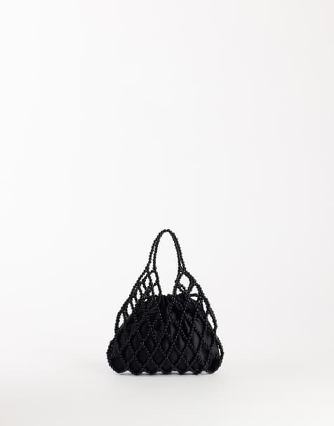 Topshop Adele small diamond bead grab bag in black - view 1