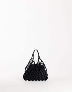 Adele small diamond bead grab bag in black