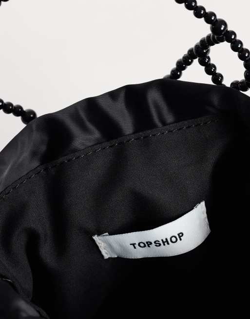 Topshop Adele small diamond bead grab bag in black, 2 of 4