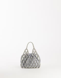 Adele small diamond bead grab bag in silver