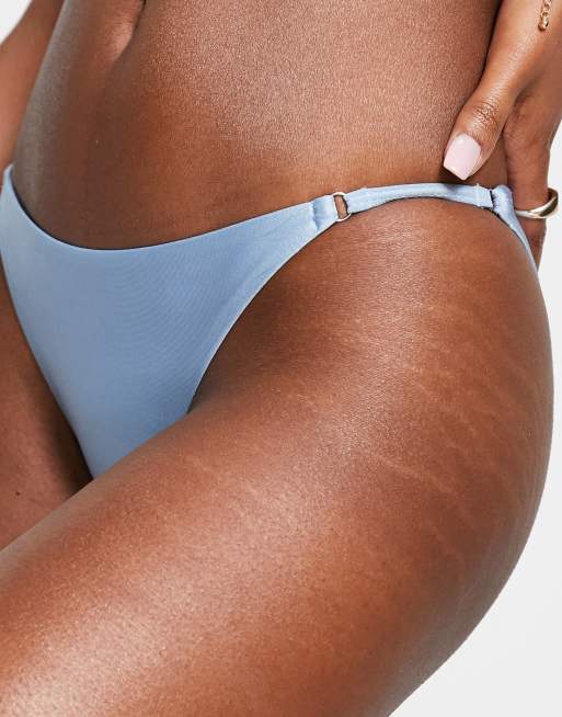 Topshop adjustable tanga bikini bottom in blue 