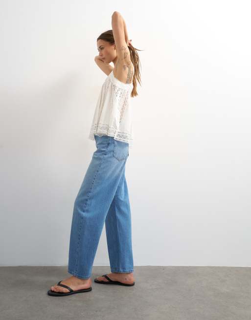 Topshop - Afblegede barrel-jeans med mellemhøj talje, 3 af 7