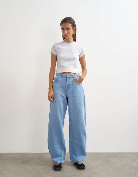Topshop - Afblegede barrel-jeans med mellemhøj talje - view 1