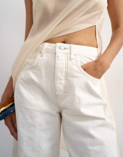 Topshop - Afblegede cropped jeans med mellemhøj talje og tøndeformede ben, 5 af 7