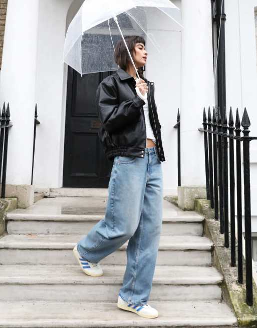 Topshop - Afblegede jeans i vintagestil med afslappet pasform og lav talje samt indsyninger 