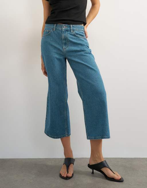 Topshop afslappede crop-jeans med mellemhøj talje i grønlig vask, 3 af 5