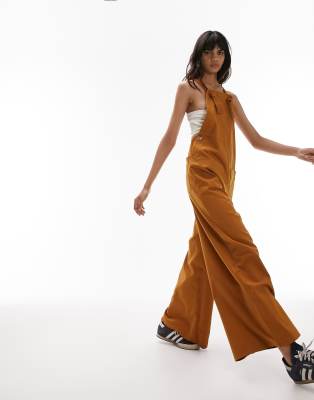 Topshop - Afslappet Overalls-Jumpsuit I Rustrød-Brun