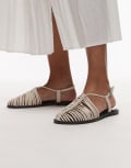 [Topshop] Topshop Aidan leather weave tie up flat shoes in off white 39 Off white