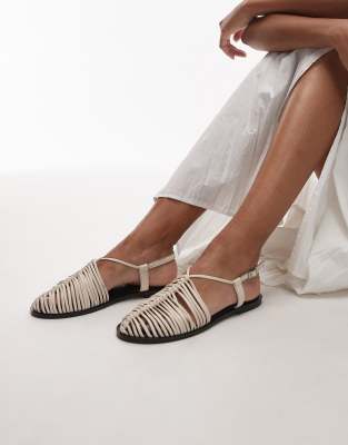 Topshop Aidan Woven Tie Up Flat Shoes