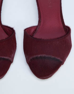 Topshop Alba Peep Toe Kitten Heel Mule In Red