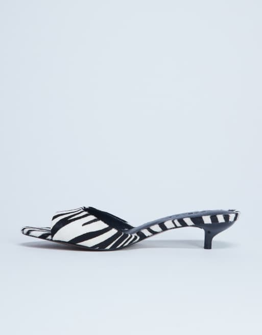Topshop – Alba – Peeptoe-Mules aus Echtleder mit Zebramuster, Ponyhaar-Struktur und Kitten-Absatz, 3 von 4