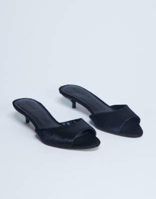  Alba real leather peep toe kitten heel mule  pony
