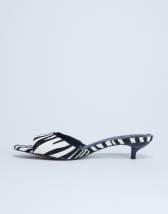 Topshop Alba real leather peep toe kitten heel mule in zebra pony