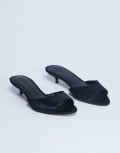 [Topshop] Topshop Alba real leather peep toe kitten heel mules in black pony 35 Black pony